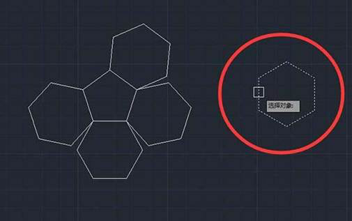 CAD多個(gè)六邊形對齊的方法